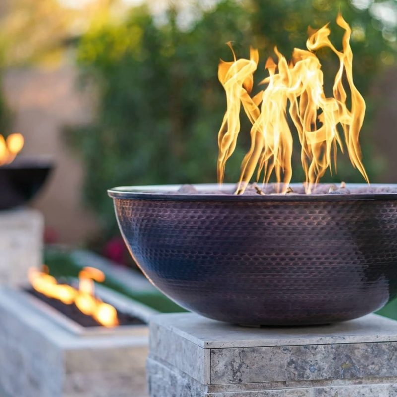 27in Sedona Hammered Patina Copper Fire Bowl