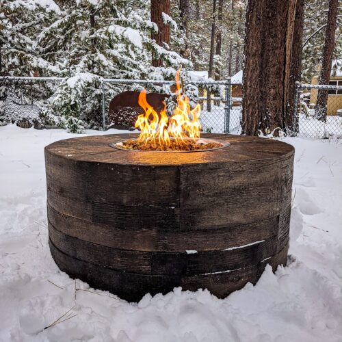 Seqouia Wood Grain Oak Fire Pit Lifestyle Full Shot