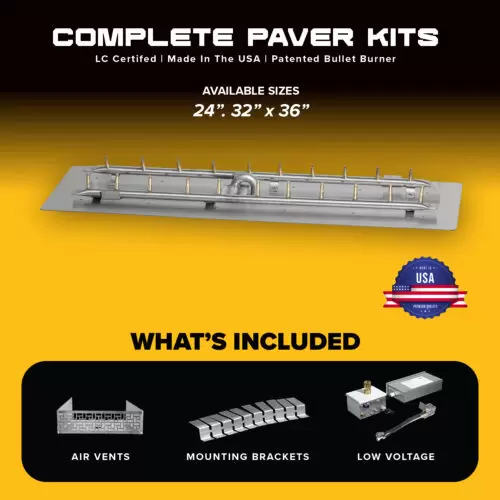 COMPLETE PAVER KIT - Rectangular Flat Pan & Bullet Burner - Low Voltage