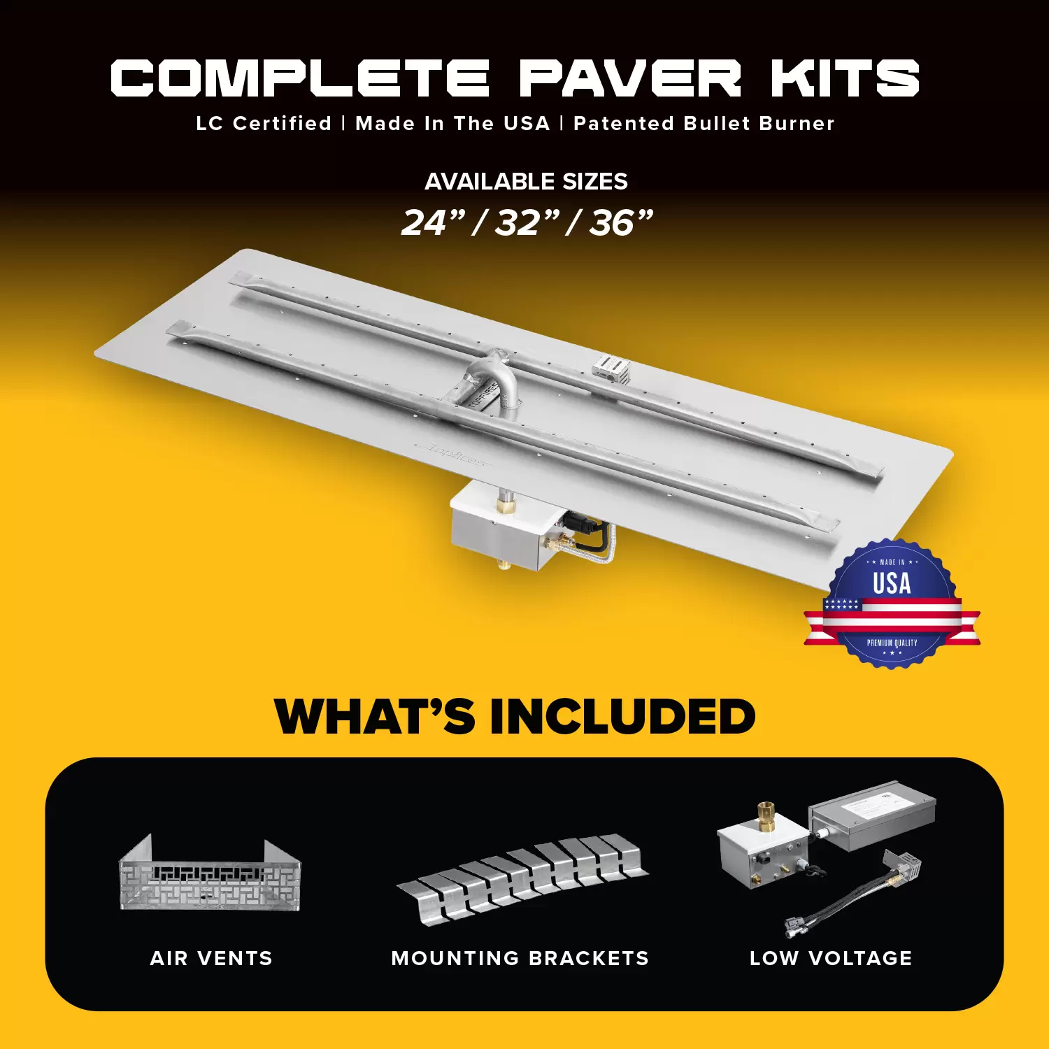 COMPLETE PAVER KIT - Rectangular Flat Pan & Burner - Low Voltage